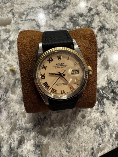 Rolex Datejust Two Tone 16013 Vintage Rare Cream Roman Dial