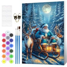 Santa Framed Paint by Numbers Kit for Adults, Landscape Paint by Numbers for ...