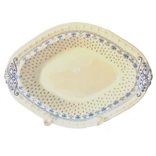 COPELAND SPODE SPODES ERMINE BLU 10"OVAL SERVING BOWL HUGS&KISSES LOVELY!ENGLAND