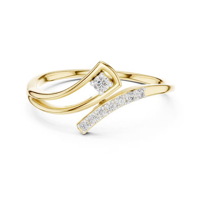 14k Yellow Gold Plated 1 Ct Round Simulated Diamond Women's Wedding Bypass Ring