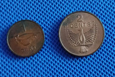 Solomon islands 2 Cent & 1 Cent Coins 1977. Queen Elizabeth II