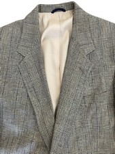 AUSTIN REED Sport Coat Blazer Blk/Wht/Gold Glen Plaid Wool Size  42R - USA Made