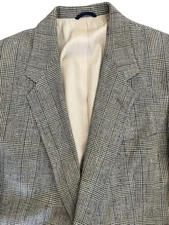 AUSTIN REED Sport Coat Blazer Blk/Wht/Gold Glen Plaid Wool Size ~ 42R - USA Made
