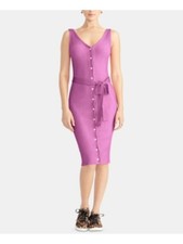 RACHEL ROY Womens Purple Sleeveless V Neck Below The Knee Body Con Dress L
