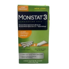 MONISTAT 3: OVULE Inserts CREAM TREATMENT YEAST INFECTION EXP 12/26