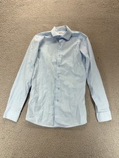 Bar III Mens Slim Fit Stretch Button Up Dress Shirt Light Blue Size S 14-14.5