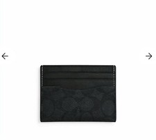 NWT Coach Card Case Slim ID Signature Canvas Wallet in Charcoal Black CW366