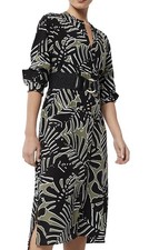 Witchery Palm Print Midi Dress Size AU 8 US 4 Long Sleeve Belted Buttons RRP$159