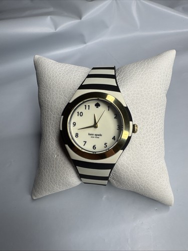Kate Spade New York Live Colorfully Women's Watch Black White Striped Gold Tone
