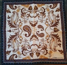 Enrico Coveri Soft Square Scarf 20"X20" Gold, Copper, Orange Blue Floral Paisley