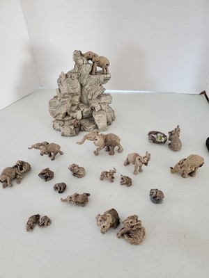 Vintage The Herd Elephant Martha Carey, Marty Sculptures Display + 18 Elephants