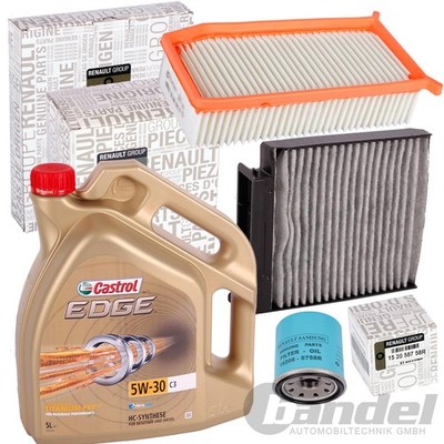 ORIGINAL FILTERSET+CASTROL 5W30 ÖL passend für DACIA 1.6 SCe 115 DUSTER AB 06.15