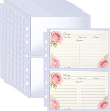 30-Pack 4x6 Recipe Card Protectors Double-Sided Top-Loading Pockets for 3 or 6-R