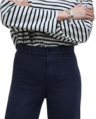 Madewell The Emmett Wide-Leg Crop Pant Women 30 Welt Pocket Edition Ink Navy - Picture 4 of 18