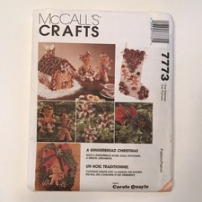 McCalls 7773 Christmas Sewing Pattern Gingerbread Ornaments Stocking 1995 Uncut