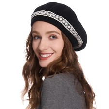 Wool French Beret Hat Womens Girls Solid Color Artist Cap Cosplay Costume