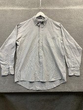 Chaps Dress Shirt Mens L 16.5 Gray Cotton Oxford Formal Wrinkle Free Button Down