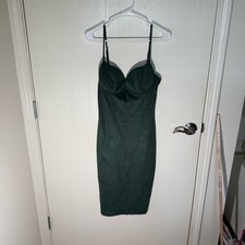 Windsor Women’s Dark Green Faux Suede Velvet Bodycon Dress Formal Party Large
