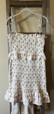 Storia Love Shack Fancy Inspired Floral Smocked Dress In Pink and White NWT Lg
