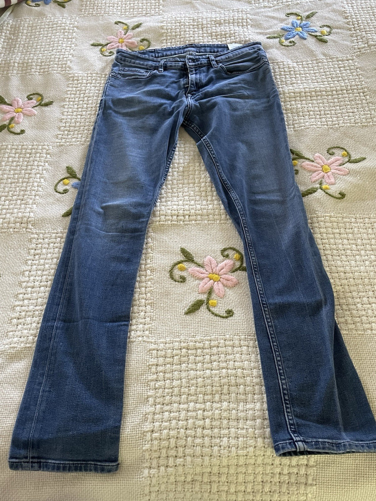 Calvin Klein Jeans Uomo Skinny W32 L34 Blu Denim elasticizzato lavaggio scuro