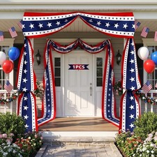 USA Bunting Flag Patriotic 4th of July Red White Blue Memorial Day Decor Banner