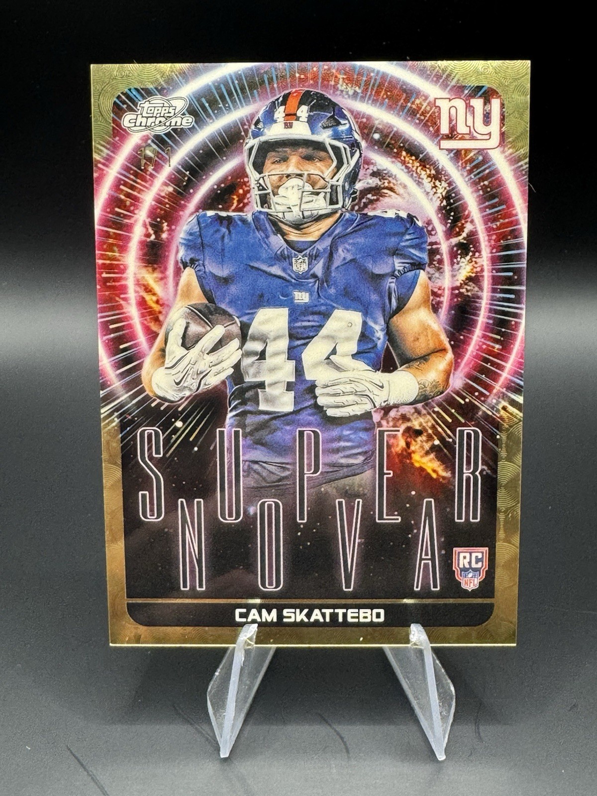 2025 Topps Cosmic Super Move Superfractor 1/1 Cam Skattebo Rookie SSP view 1