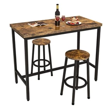 3 Piece Pub Dining Set, Modern bar Table and Stools for 2 Kitchen Counter Hei...