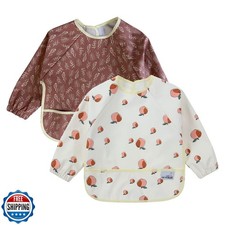 YKVOSAR 2 Pack Baby Bibs for Boys, Full Sleeve Waterproof Bib for Eating, Mes