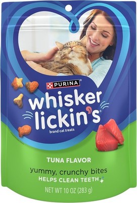 Purina Whisker Lickin's Cat Treats Crunchy & Yummy Tuna Flavor (4) 10 oz Pouches