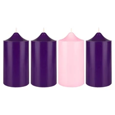 Mega Candles - Unscented 3" x 6" Advent Bell Pillar Candle - Assorted, Set of 4