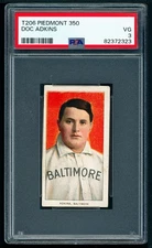 ⚾️ 1909-11 T206 Piedmont 350 - Doc Adkins - Portrait - PSA 3 Fresh Grade
