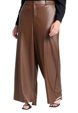 Eloquii Wide Leg Faux Leather Pants Rocky Road Brown Size 18 NEW Butter Soft