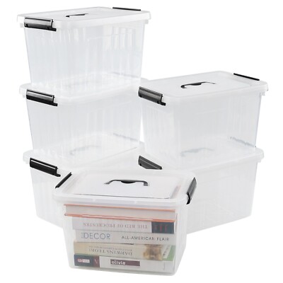 6-Pack 12 Litre Plastic Latching Storage Box w/ Clear Lid & Handle Containers