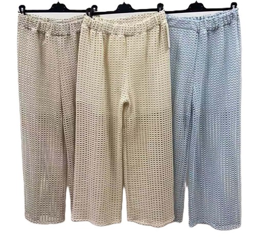 Italian Lagenlook Mesh Fishnet Trousers Summer Wide Leg Crochet Pants - Picture 2 of 4