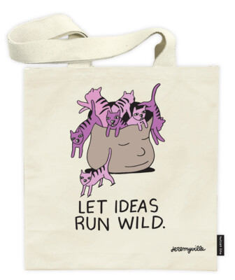 Nelson Line Tragetasche Jeremyville Let ideas run wilde Katzen Druck 15'' x 16'' Neu