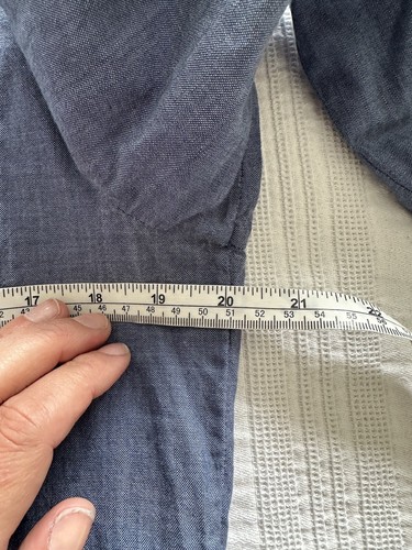A.P.C. Blue Chambray Denim Look Tie Neck Shirt Size M 100% Cotton Long Sleeve - Picture 10 of 15
