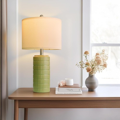 23" Modern Ceramic Table Lamp Set of 2 for Living Room White Desk Lamps - Picture 15 of 54