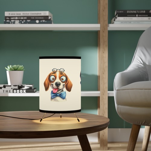 Fun Dog Cartoon Art Kids Room Tripod Lamp, Rustic Home Decor, Light Fixture, - Picture 7 of 7