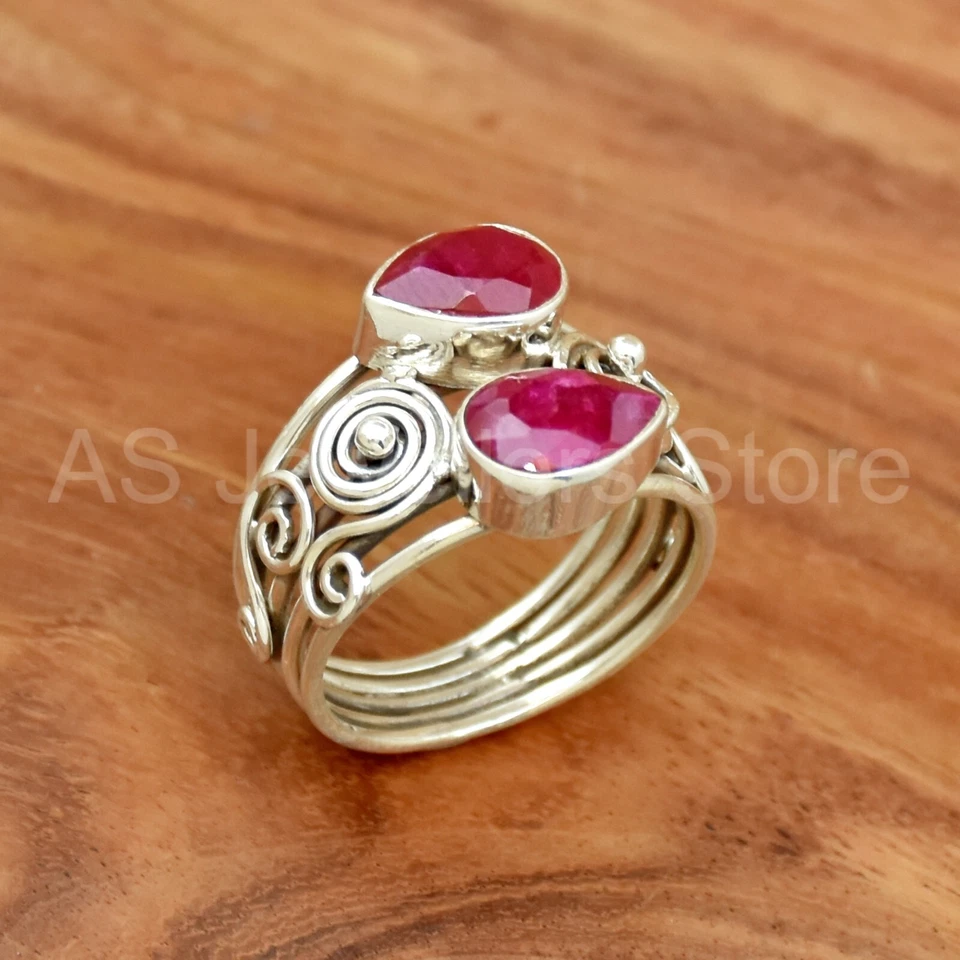 925 Sterling Silver Ring, Ruby Ring, Gemstone Jewelry, Stylish Silver Ring - Image 3 of 4