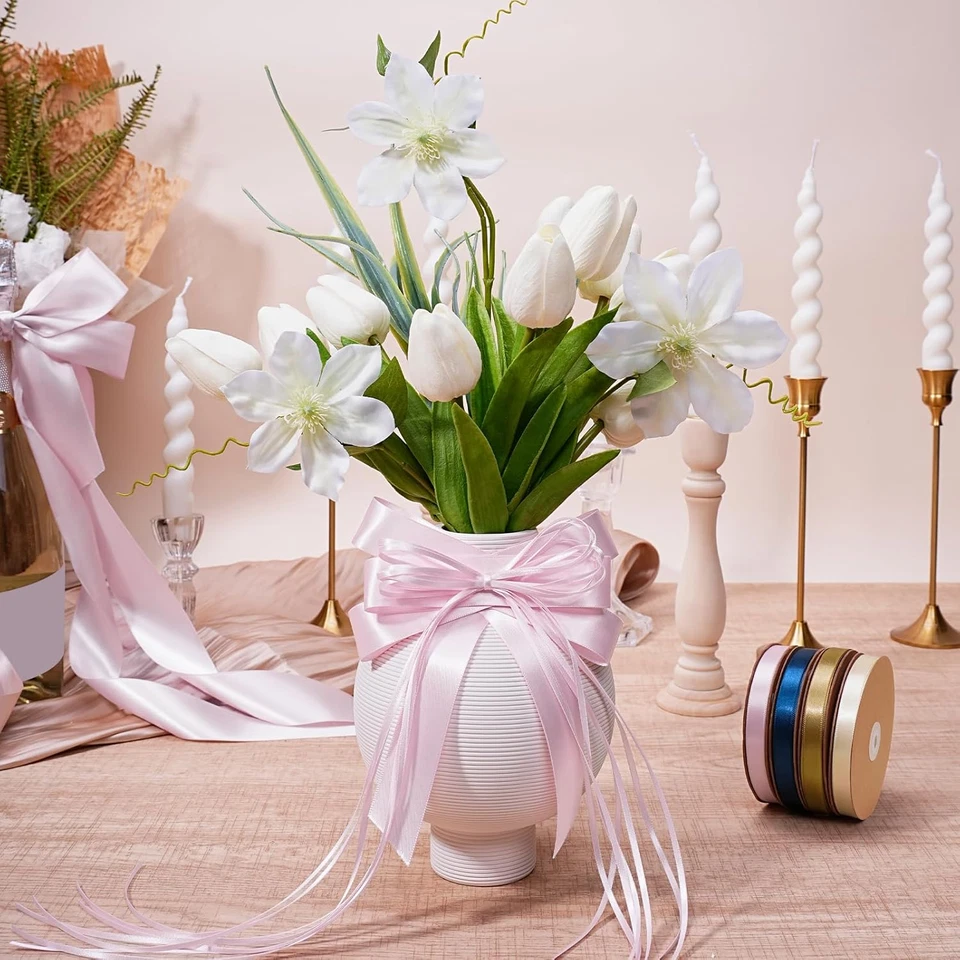 Light Pink Satin Ribbon 1/8 Inch 100 Yards Thin Luxury Double Faced Pink Silk Ri - Image 4 of 4