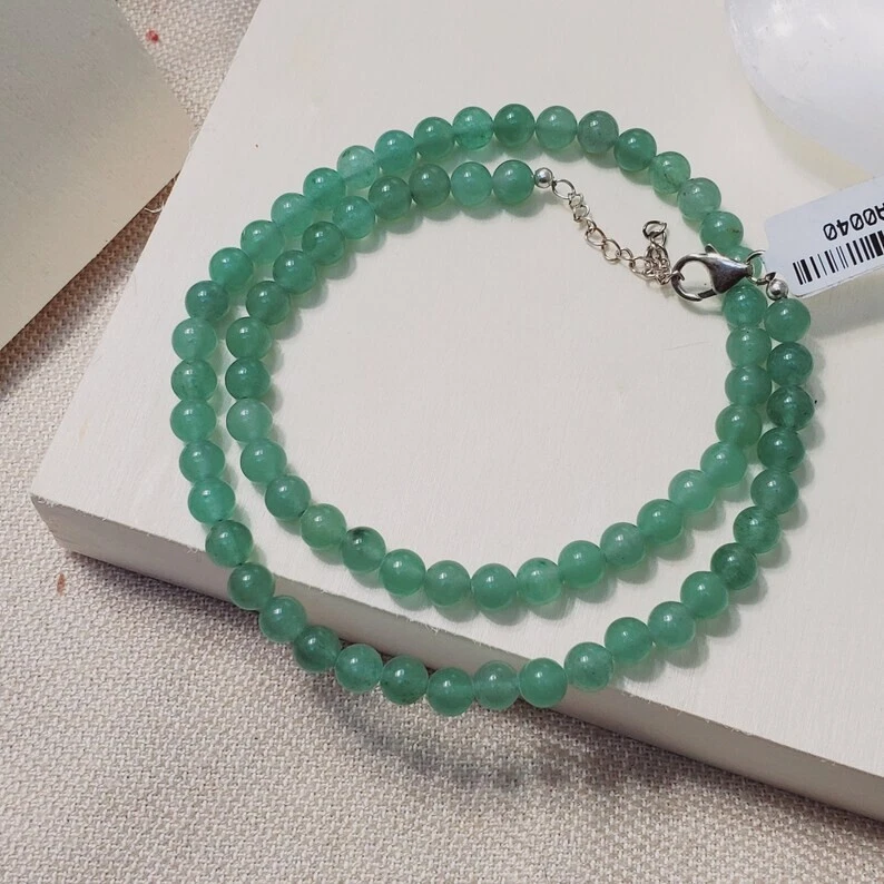 AAA + grüner Aventurin glatter runder Edelstein Perlen 8 mm Unisex Halsketten... - Bild 4 von 4