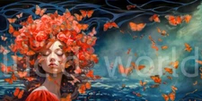 Digital Image Pic Wallpaper Background Desktop AI Art Woman Colorful Butterflies