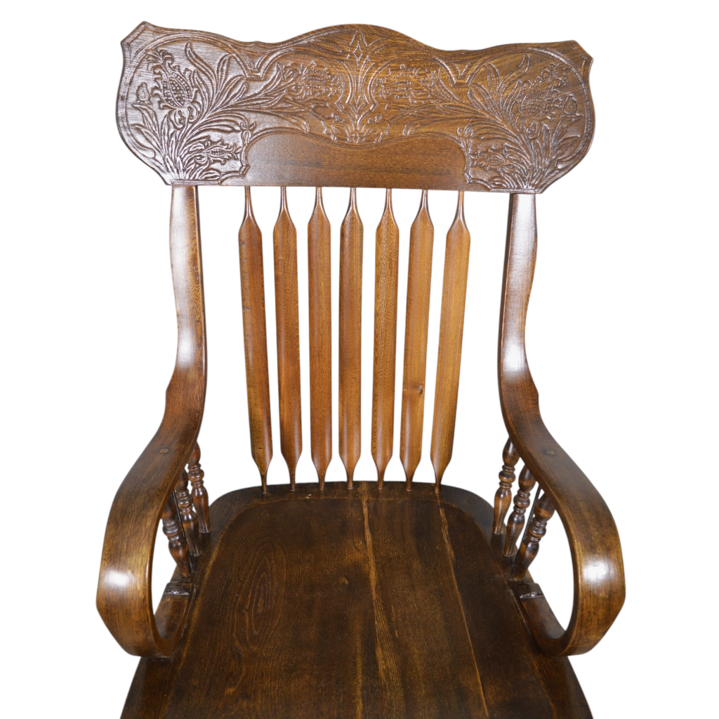 Antique Victorian Rolled Arm Oversize Pressback Office Chair