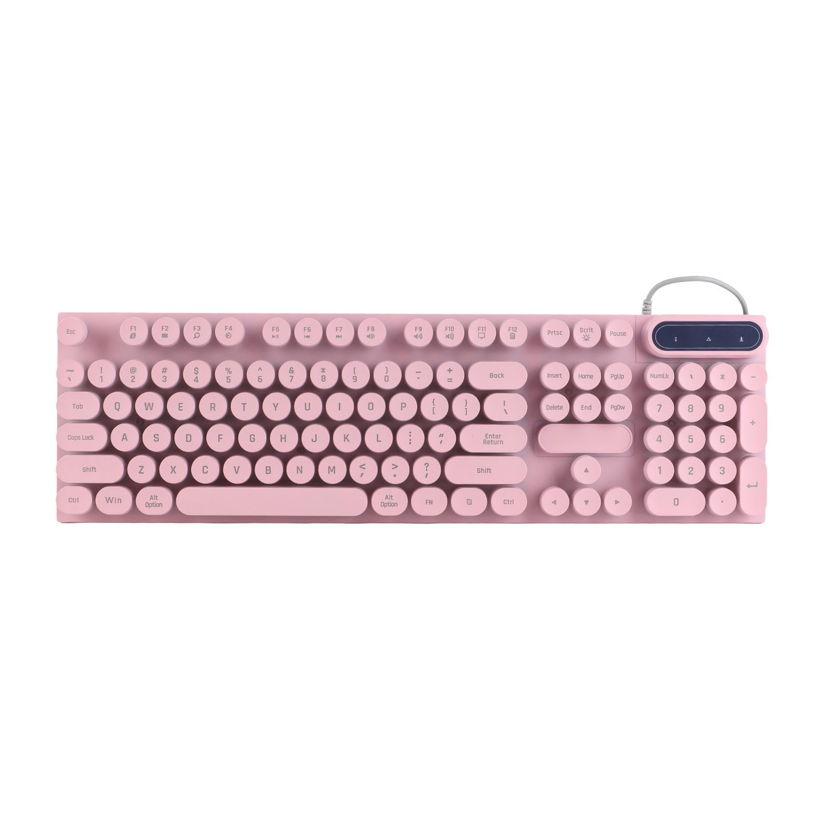 USB Backlit Gaming Keyboard with 104 Round Keycaps Ergonomic Design Foldable Feet