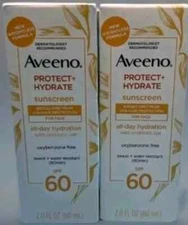Aveeno Protect + Hydrate Face Sunscreen Lotion SPF 60 2 Pack 2 oz Ea Exp 09/25
