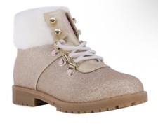 Juicy By Juicy Couture Sz 3 Girls Castro Valley Gold Sparkle Pink Boots Faux Fur