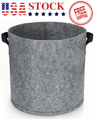3-Pack Round Fabric Aeration Plant Grow Bags 65 Gallon Gray with Handle