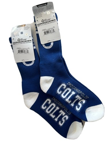 NFL Indianapolis Colts Crew Socks Large Size 10 to 13 Blue 4 Stripe Lot Of 2 - Picture 2 of 2