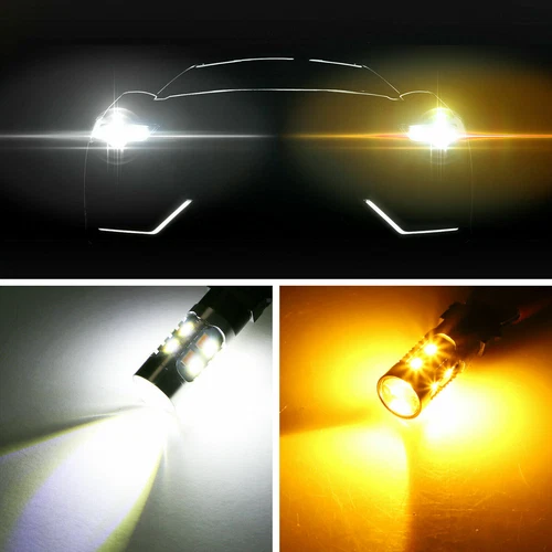 4X 3157 3156 LED Turn Signal DRL Light Bulbs Switchback 4157na 3457a White Amber - Picture 4 of 13
