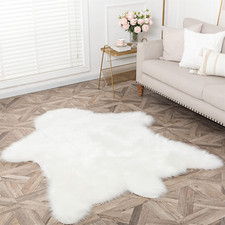 Faux White Bear Rug Faux Cowhide Rug Animal Print Area Rug Faux Sheepskin Fur Ru